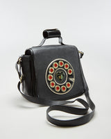 Betsey Johnson Black Leather Phone Dial Crossbody Bag - O/S
