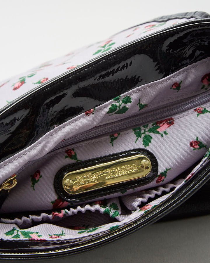 Betsey Johnson Black Leather Phone Dial Crossbody Bag - O/S