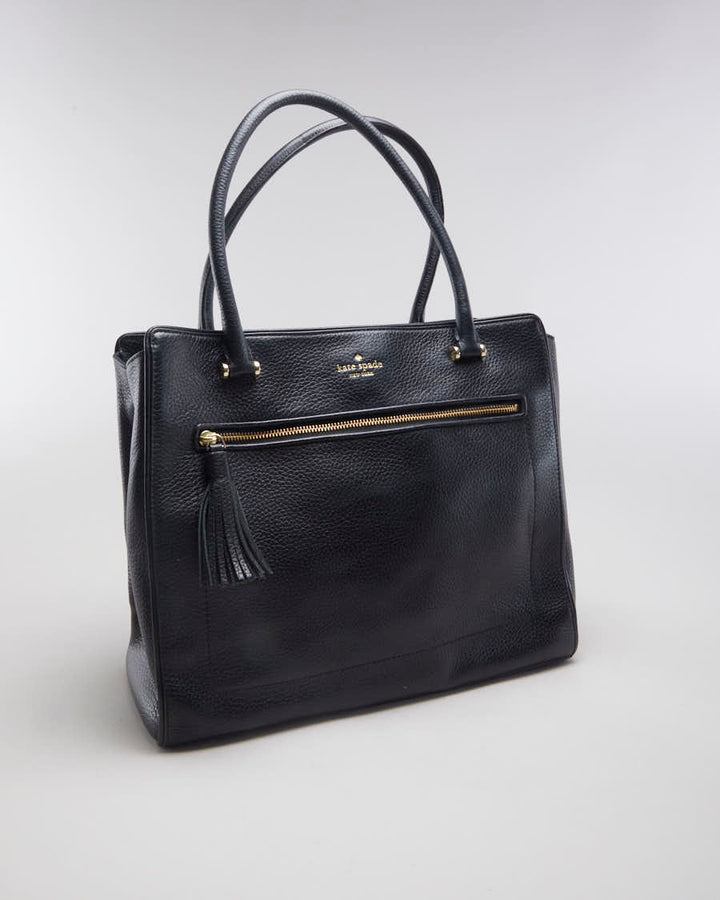 Kate Spade Black With Gold Hardware Leather Handbag - O/S