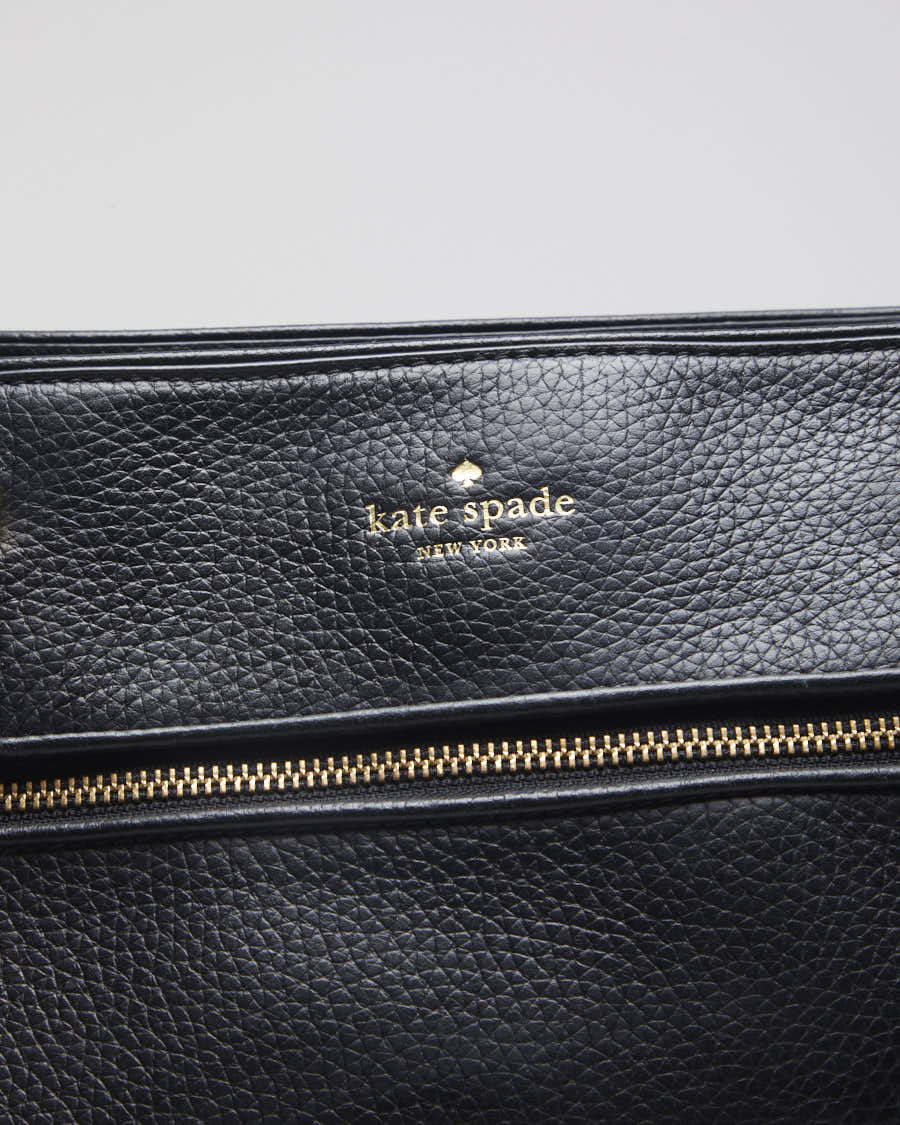 Kate Spade Black With Gold Hardware Leather Handbag - O/S
