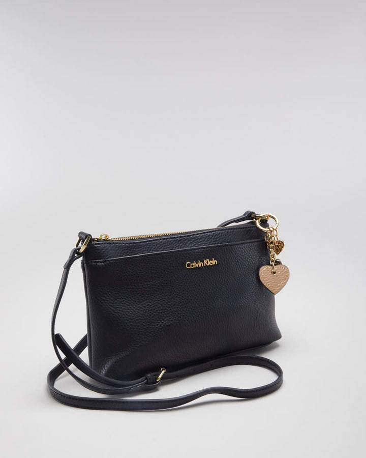 Calvin Klein Black Leather Crossbody Bag - O/S