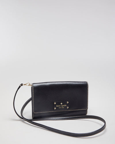 Kate Spade Black Leather Small Crossbody Bag - O/S
