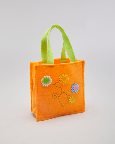 Vintage 00s Handmande Orange Felt With Flower Detail Handbag - O/S