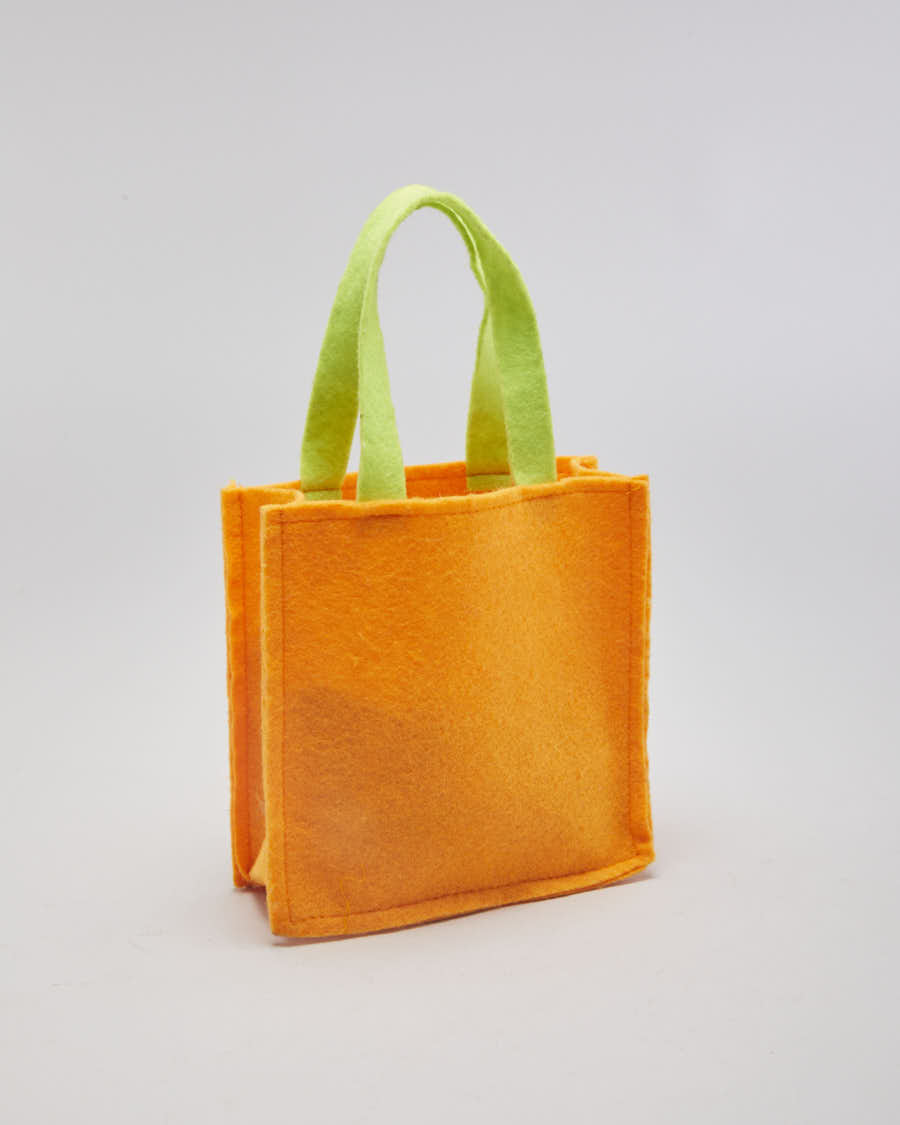 Vintage 00s Handmande Orange Felt With Flower Detail Handbag - O/S