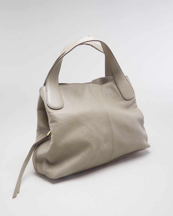 Fossil Beige Pebbled Leather Handbag - O/S