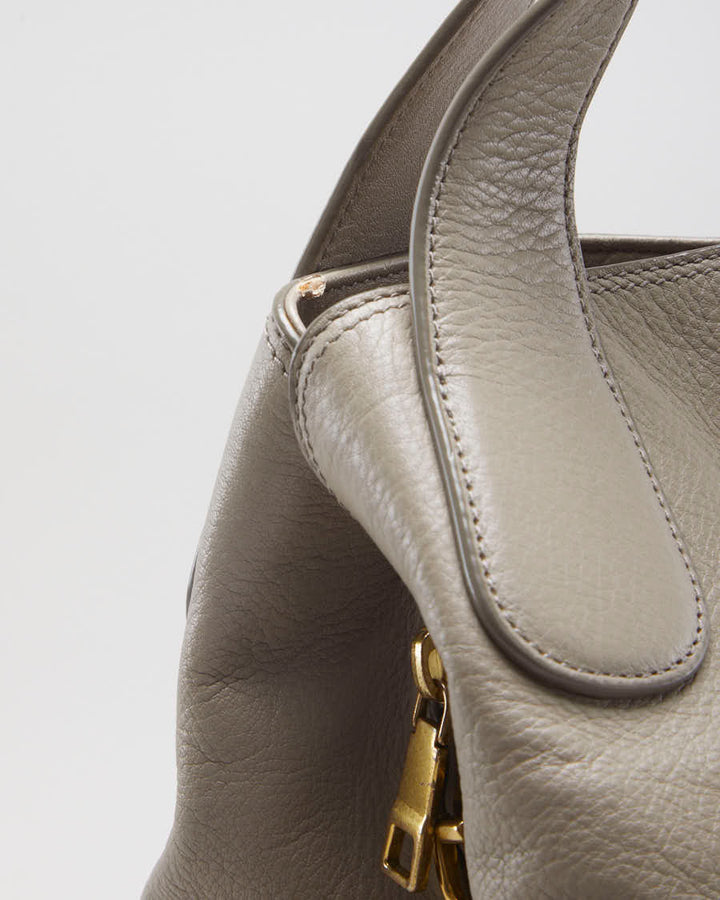 Fossil Beige Pebbled Leather Handbag - O/S