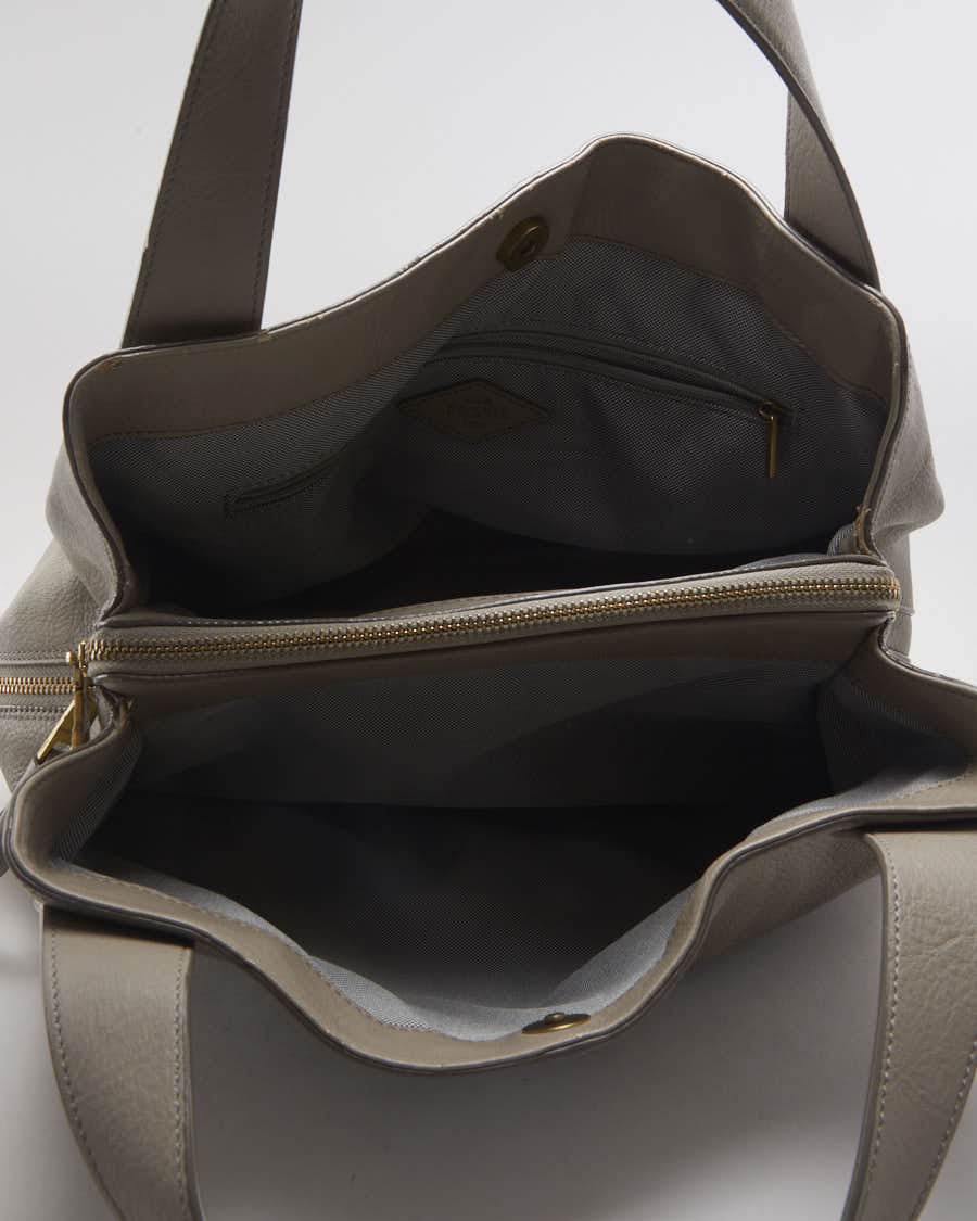 Fossil Beige Pebbled Leather Handbag - O/S