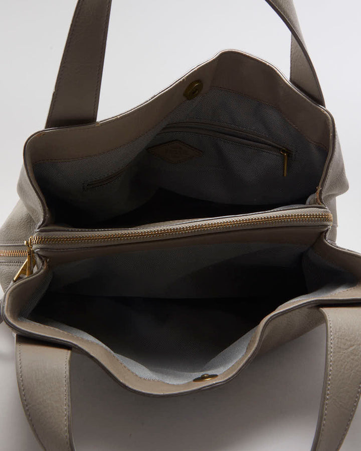 Fossil Beige Pebbled Leather Handbag - O/S