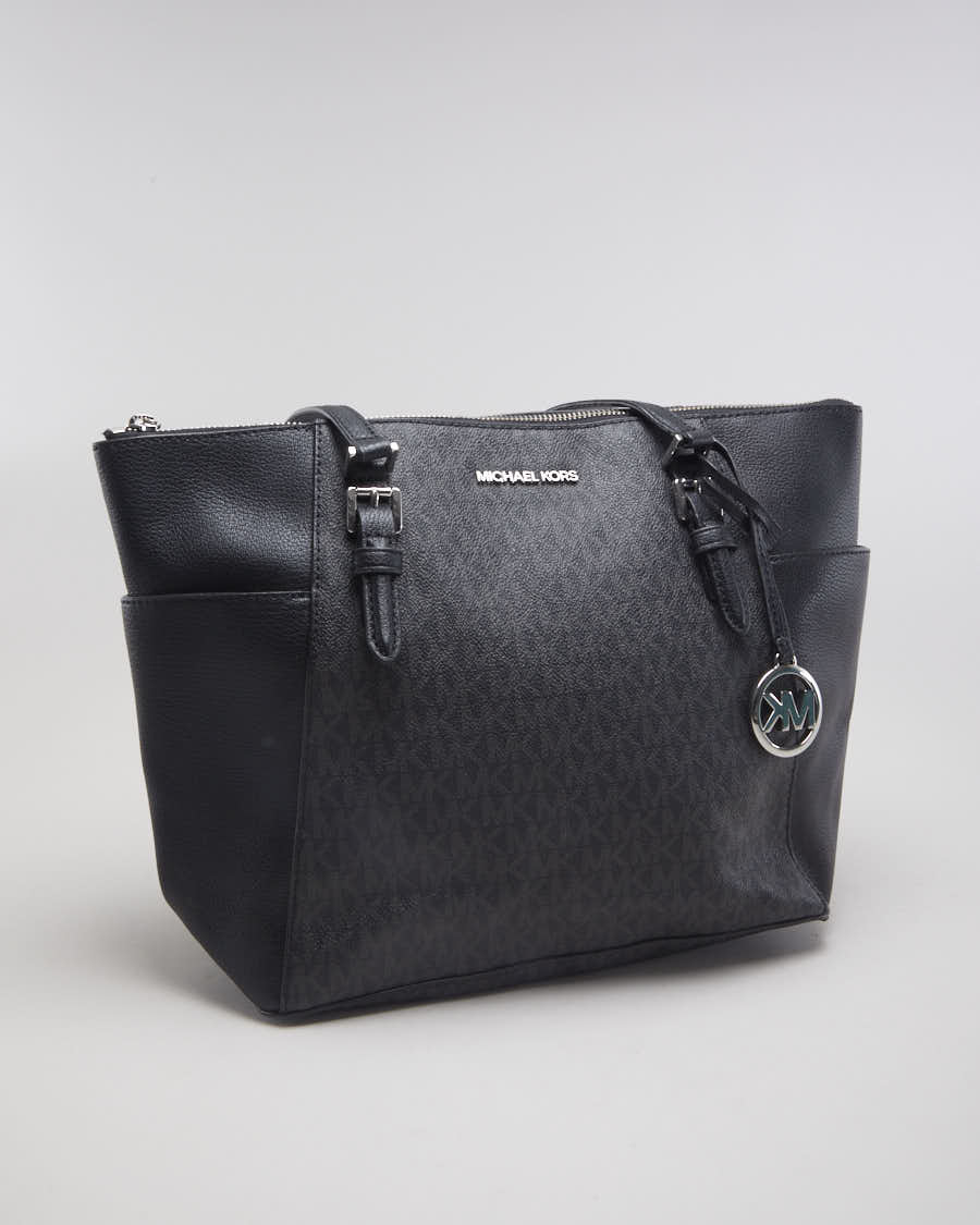 Michael Kors Black & Grey Monogram Print Handbag - O/S