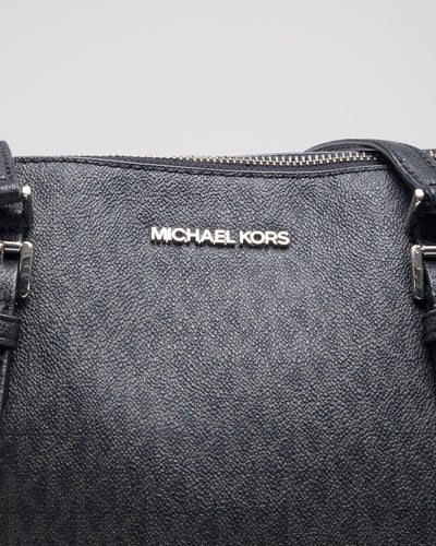 Michael Kors Black & Grey Monogram Print Handbag - O/S