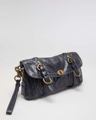 Coach Black Leather Clutch With Gold Hardware - O/S