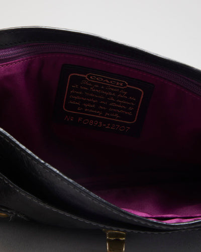 Coach Black Leather Clutch With Gold Hardware - O/S