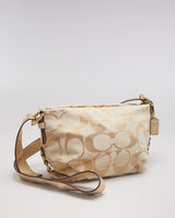 Coach Beige Monogram Print Crossbody Bag - O/S
