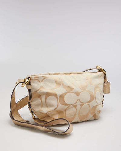 Coach Beige Monogram Print Crossbody Bag - O/S