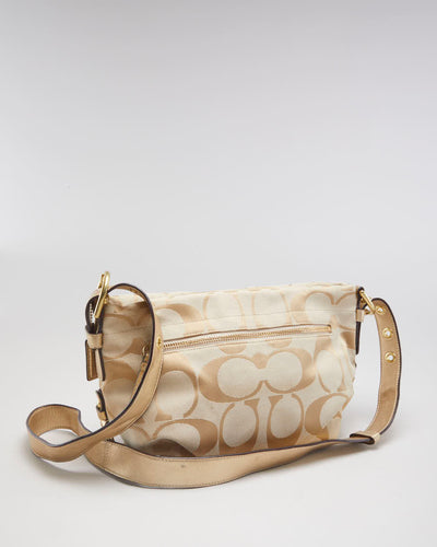 Coach Beige Monogram Print Crossbody Bag - O/S