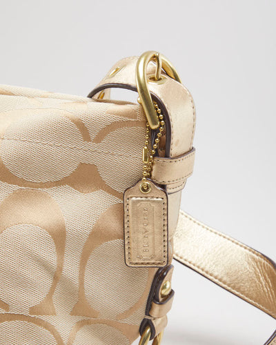 Coach Beige Monogram Print Crossbody Bag - O/S