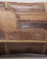 Vintage 80s Carlos Falchi Brown Snakeskin Leather Bag - O/S