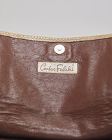 Vintage 80s Carlos Falchi Brown Snakeskin Leather Bag - O/S