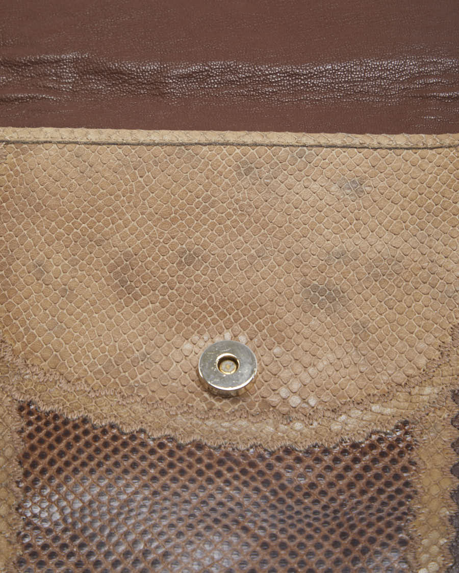 Vintage 80s Carlos Falchi Brown Snakeskin Leather Bag - O/S