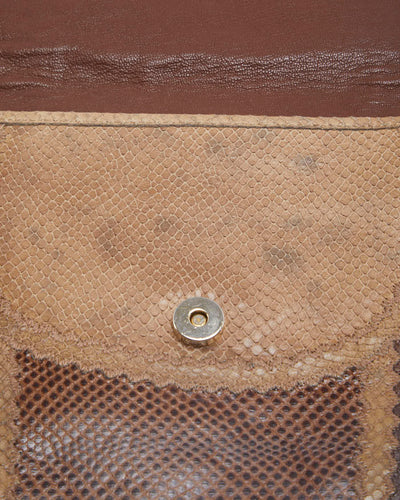 Vintage 80s Carlos Falchi Brown Snakeskin Leather Bag - O/S