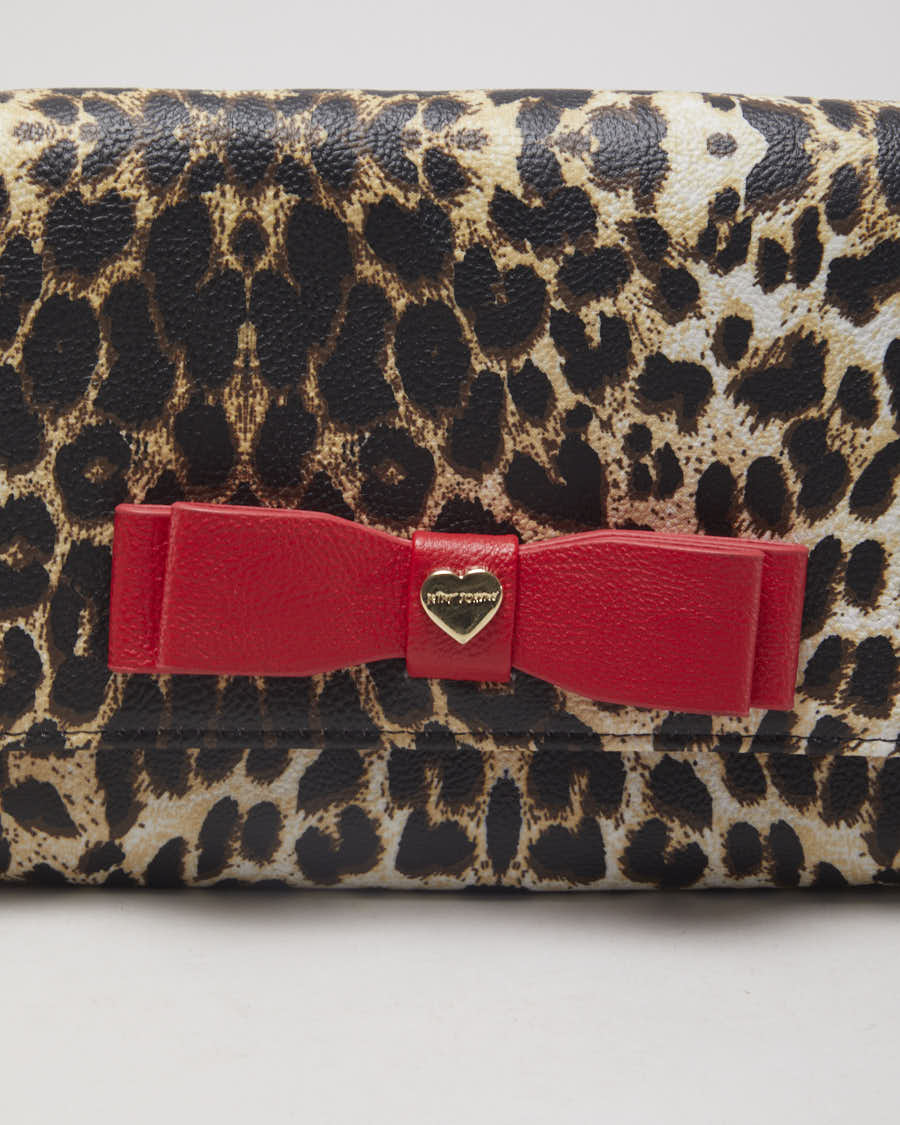 Y2K Betsy Johnson Red Detailed Leopard Print Shoulder Bag - O/S