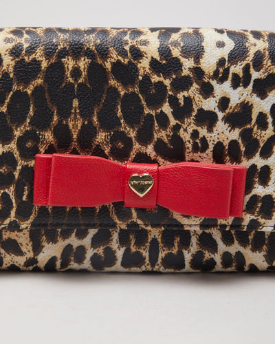 Y2K Betsy Johnson Red Detailed Leopard Print Shoulder Bag - O/S