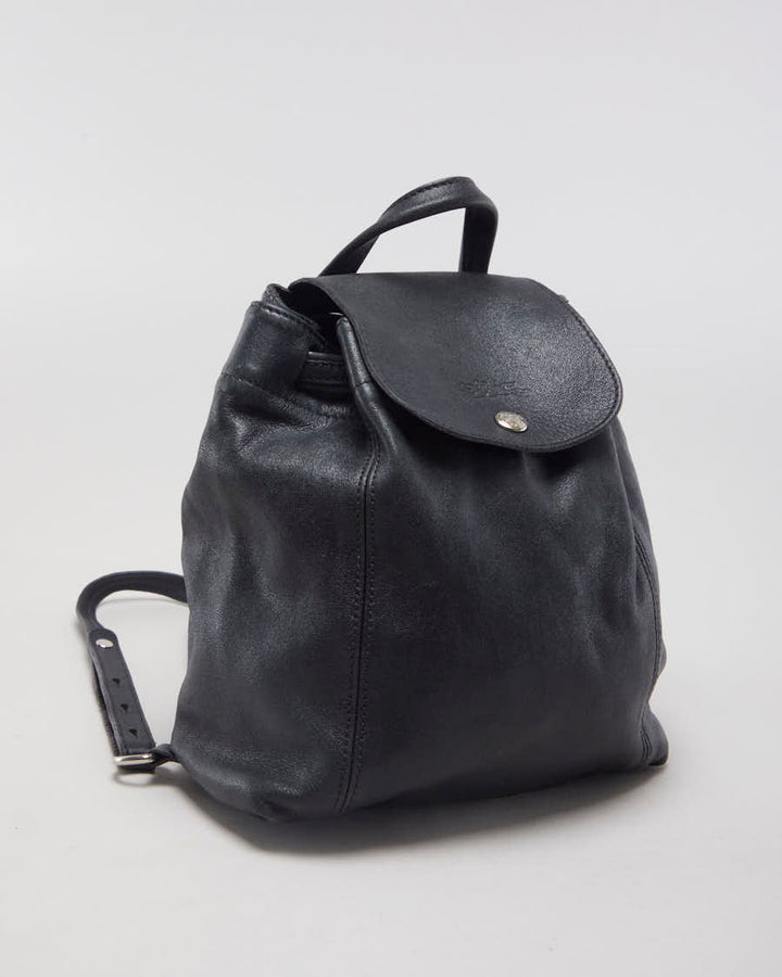 Sac à dos Vintage Longchamp en cuir noir – Rokit
