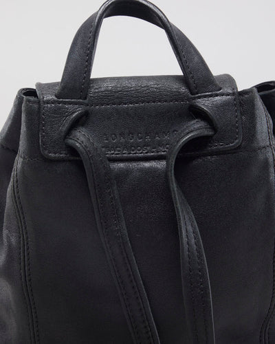 Vintage Longchamp Backpack in Black Leather
