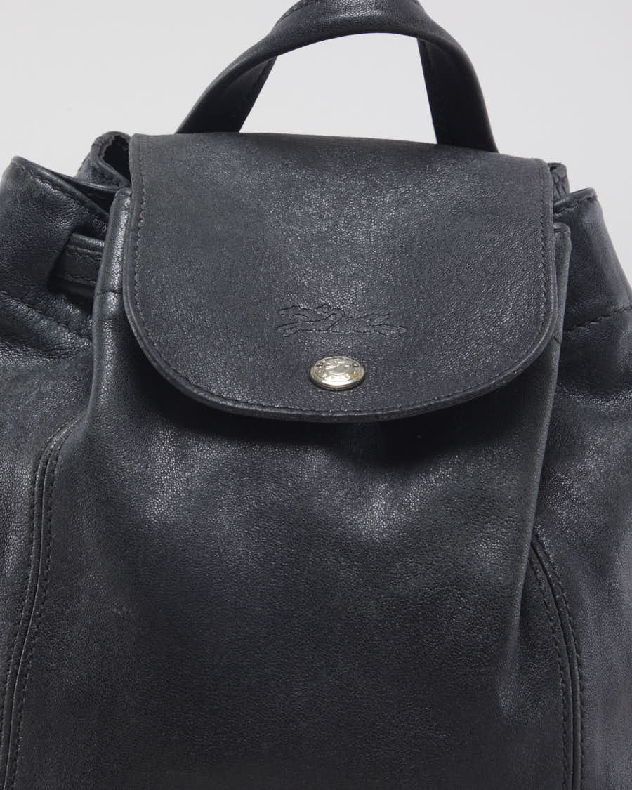 Vintage Longchamp Backpack in Black Leather