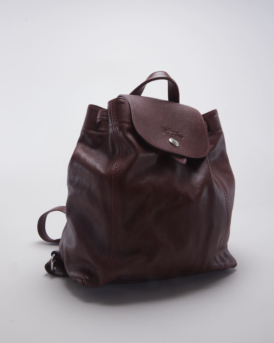 Vintage Longchamp Backpack in Burgundy Leather
