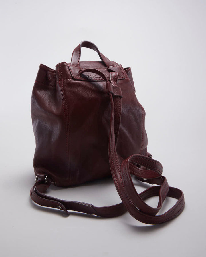 Vintage Longchamp Backpack in Burgundy Leather