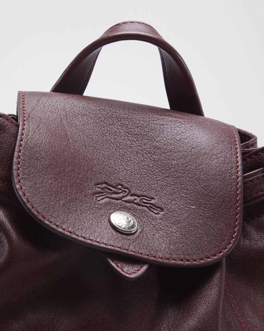 Vintage Longchamp Backpack in Burgundy Leather