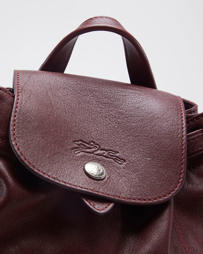 Vintage Longchamp Backpack in Burgundy Leather