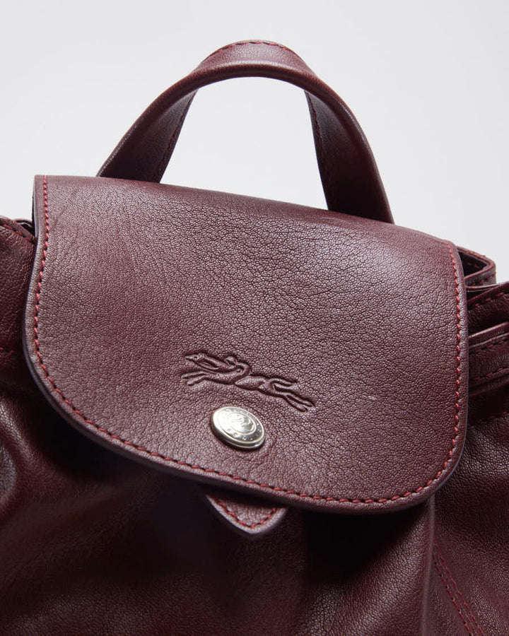 Vintage Longchamp Backpack in Burgundy Leather