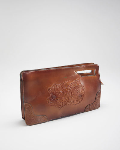 Vintage Western Brown Leather Clutch