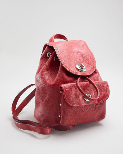 Red Leather Coach Mini Backpack