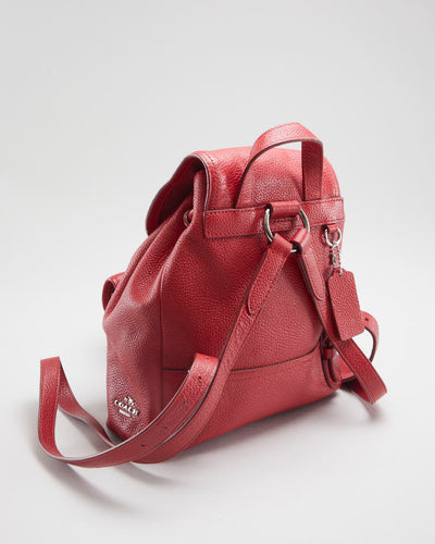 Red Leather Coach Mini Backpack
