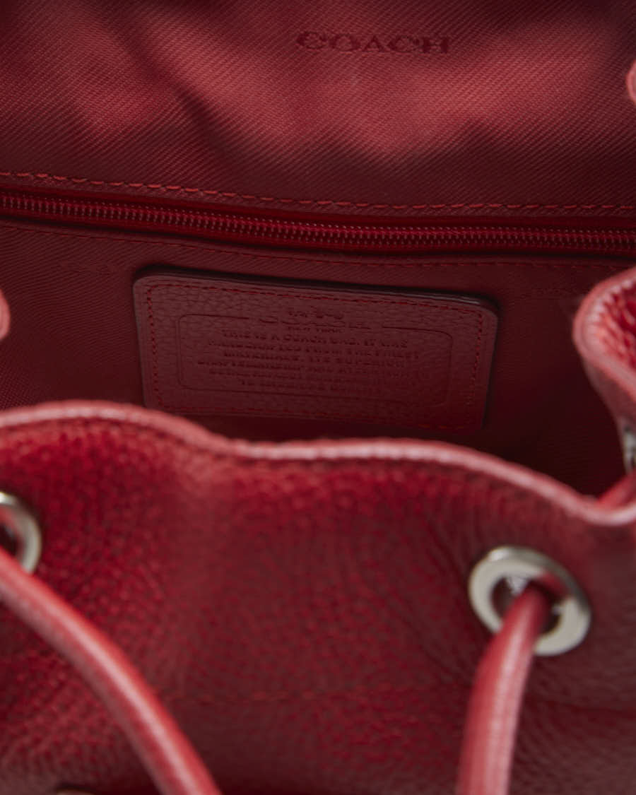 Red Leather Coach Mini Backpack