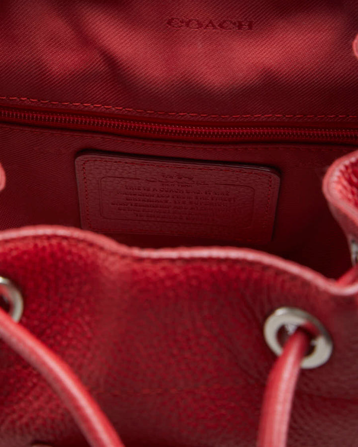 Red Leather Coach Mini Backpack