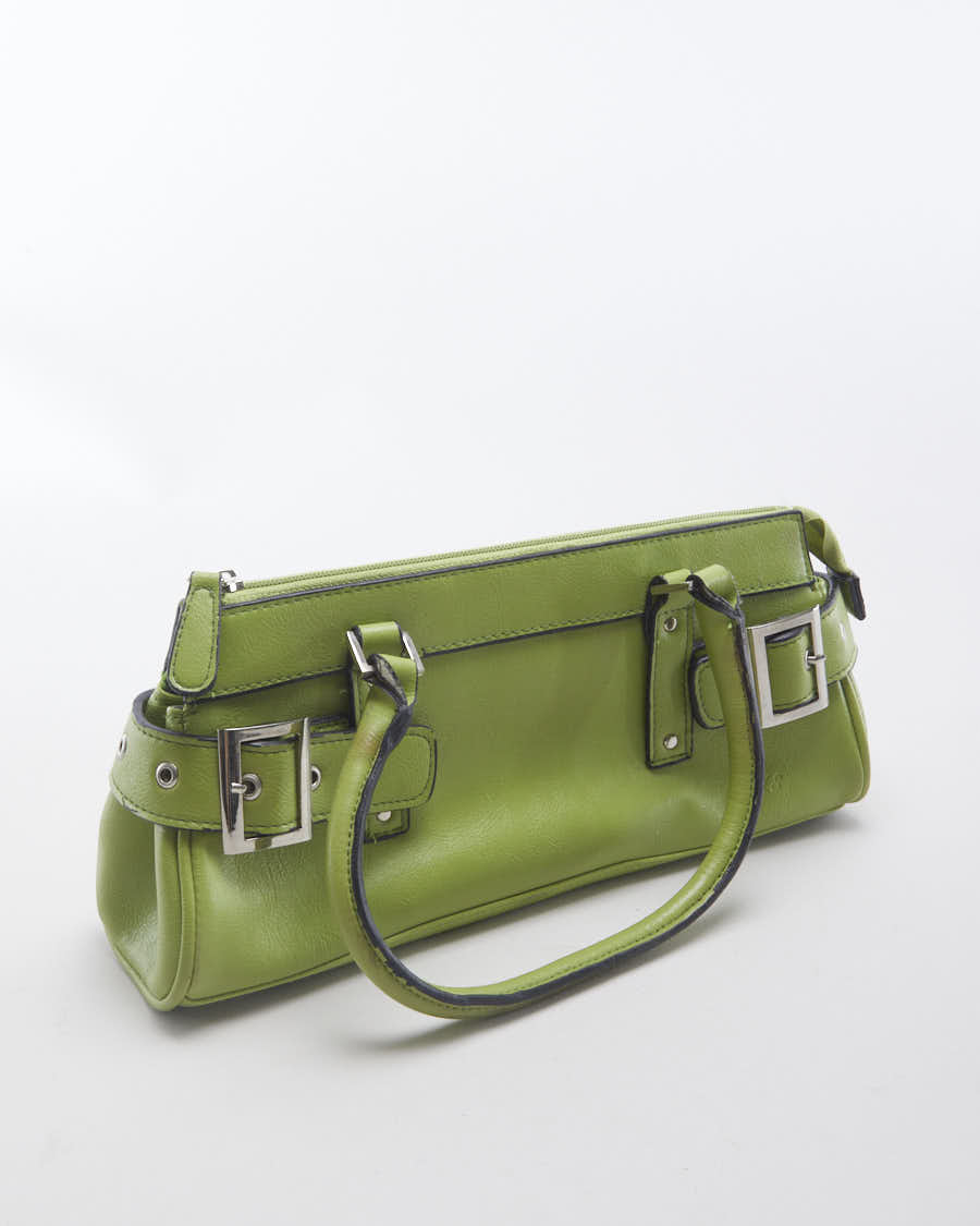Y2K 00s Lime Green Pleather Handbag - O/S