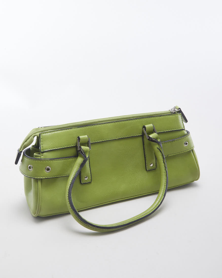 Y2K 00s Lime Green Pleather Handbag - O/S