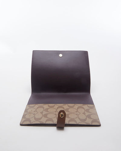 Coach Brown Monogram Leather Clutch - O/S