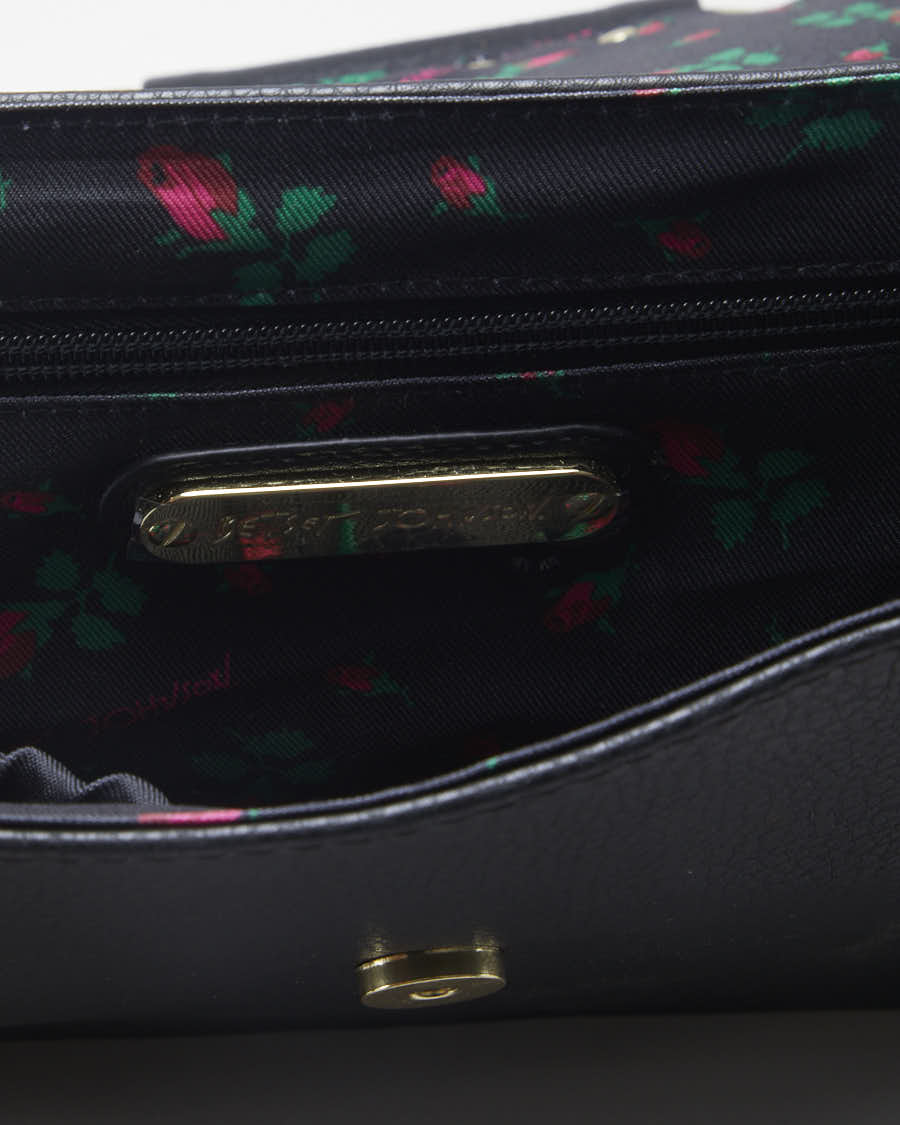 Betsey Johnson Black Pleather Gold Safety Pin Bag - O/S