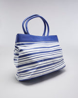 Betsey Johnson Blue &amp; White Stripe Pleather Handbag - O/S