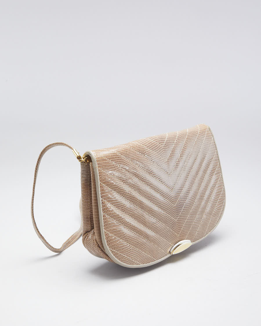 Vintage 70s Holt Renfrew Reptile Texture Crossbody Bag - O/S