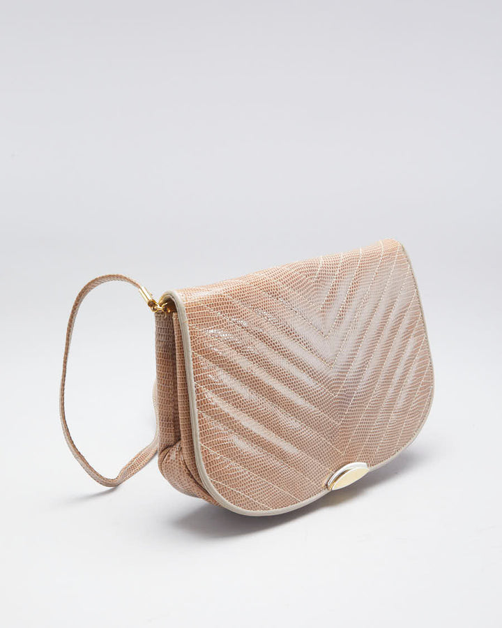 Vintage 70s Holt Renfrew Reptile Texture Crossbody Bag - O/S