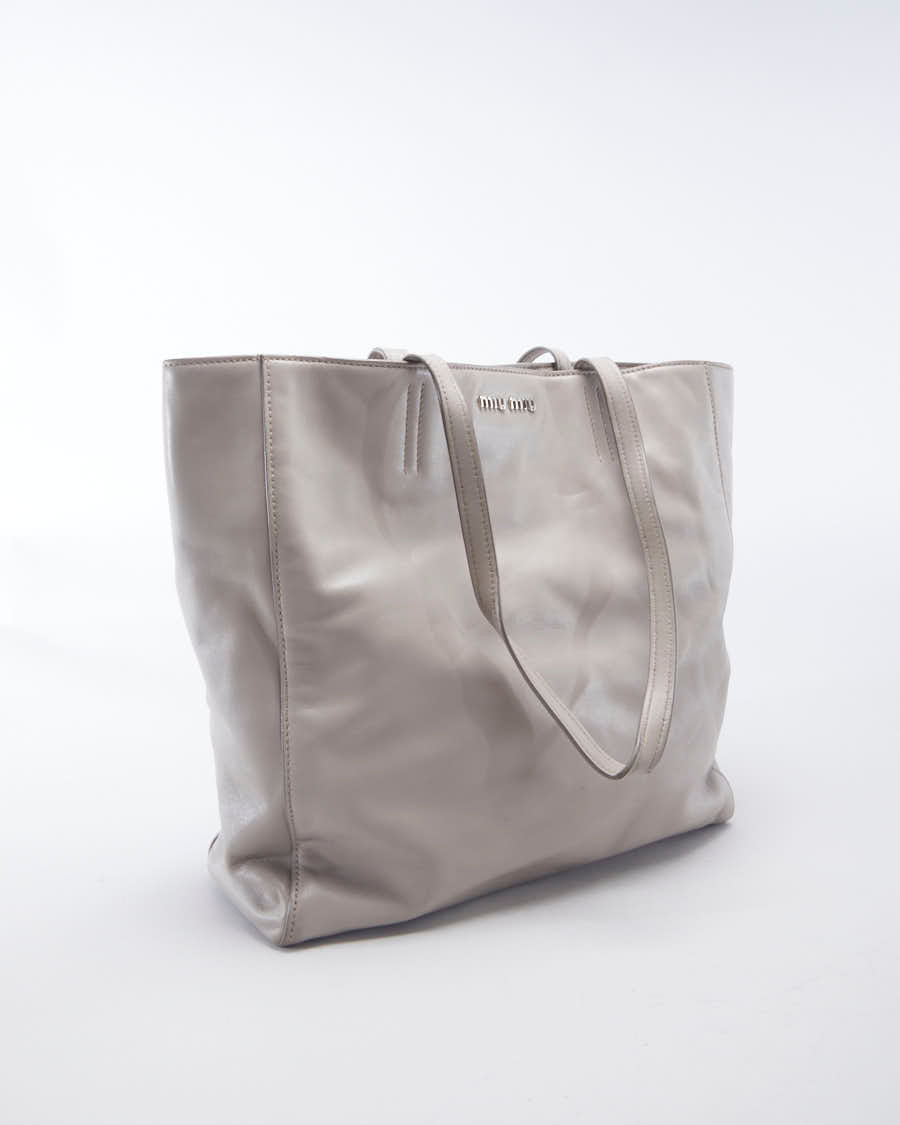 Miu Miu Beige Leather Tote Bag - O/S