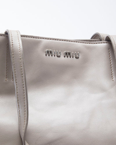 Miu Miu Beige Leather Tote Bag - O/S