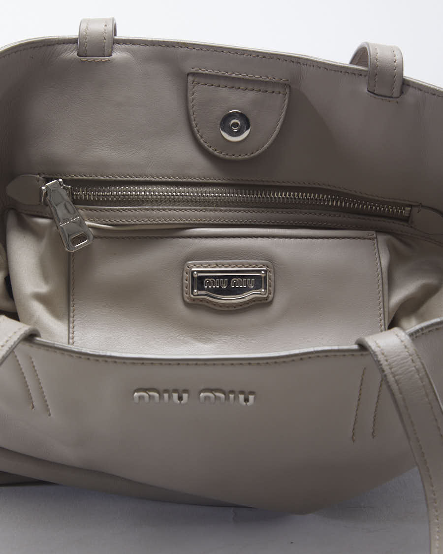 Miu Miu Beige Leather Tote Bag - O/S