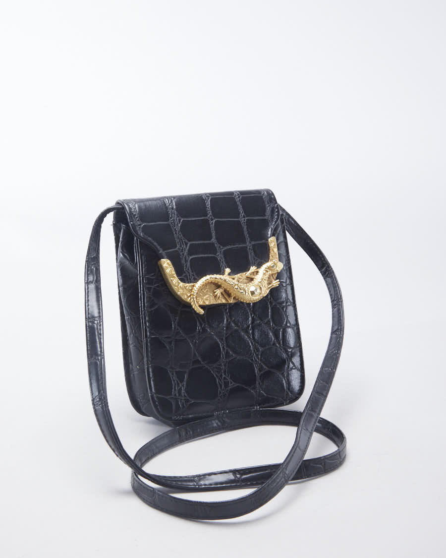 Vintage Reptile Detail Crossbody Bag - O/S